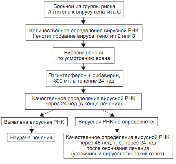 Тактика при хроническом гепатите C, вызванном вирусом генотипа 2 или 3.